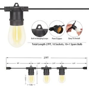 27ft outdoor LED string lights home garden patio decor
